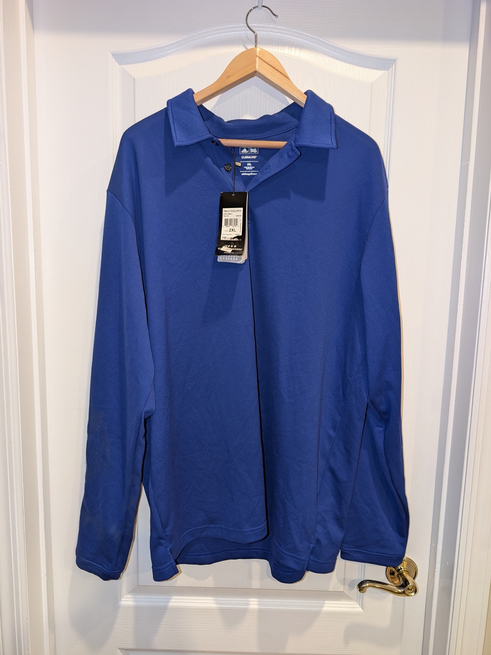 Adidas Golf ClimaLite Men's 2XL Blue Long Sleeve Polo NWT